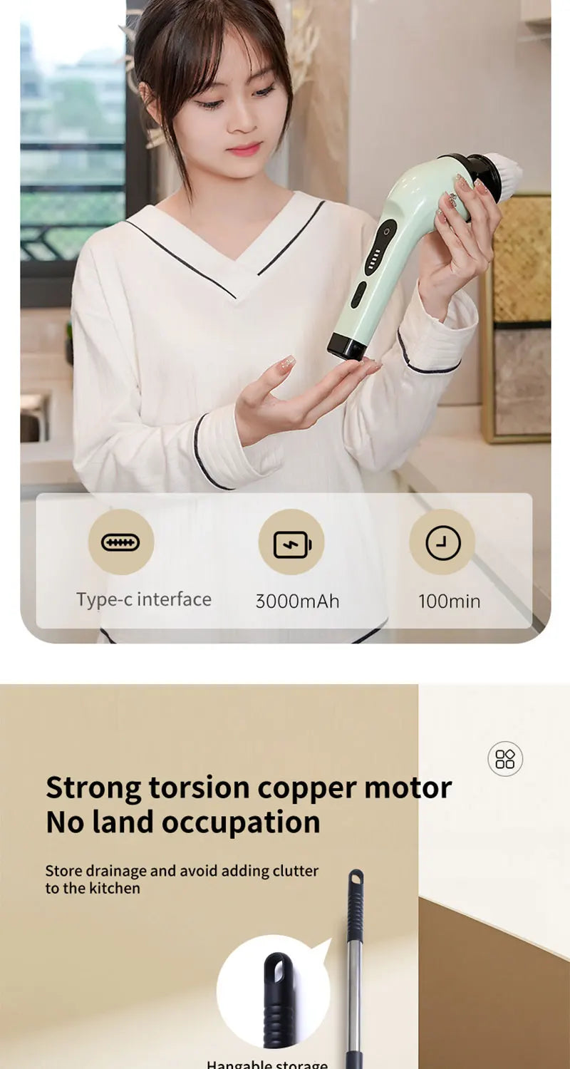 Escova de Limpeza Elétrica Sem Fio 9 em 1